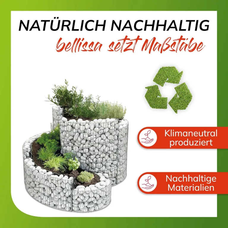 bellissa – Gabionen Kräuterspirale verzinkt 110x90x60cm - Kräuterschnecke Bausatz - Hochbeet Pflanzring für Kräuter & Gemüse mit Trennfolie - Witterungsbeständig & langlebig - Für Garten & Terrasse – Bild 8