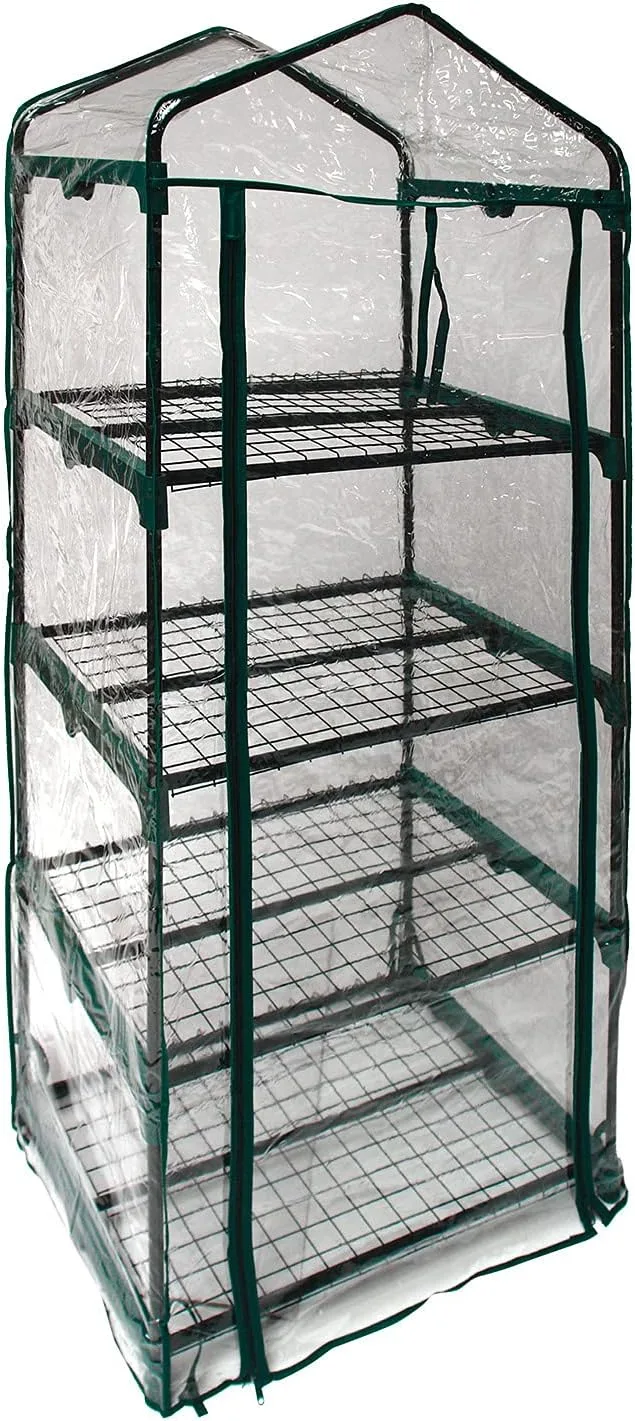 Folien Gewächshaus Foliengewächshaus Treibhaus Frühbeet Regal 69x49x157cm mit 4 Gitterböden Regalböden Böden - Bild 1