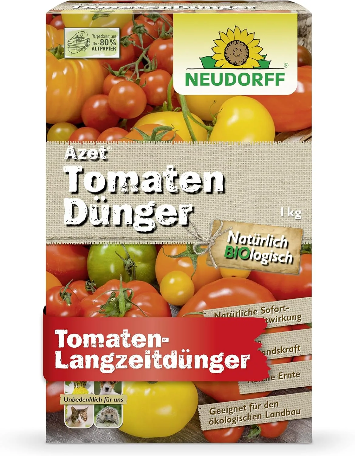 Neudorff Azet TomatenDünger – Bio Tomatendünger mit Mykorrhiza und natürlicher Sofort- und Langzeitwirkung sorgen für aromatische Tomaten, 1 kg - Bild 1