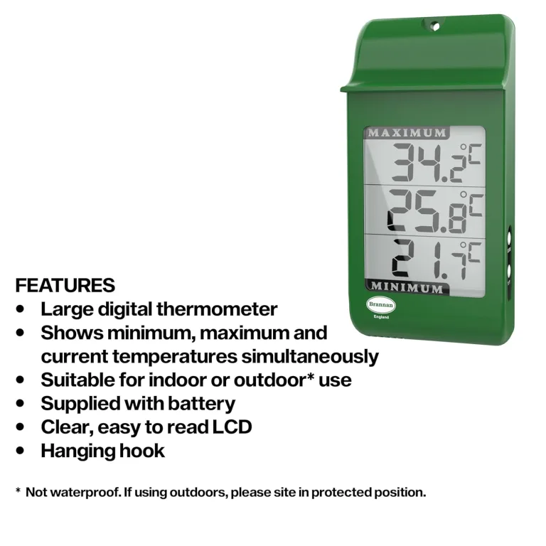 Brannan Digitales Max Min Gewächshausthermometer – Zur Erfassung der Höchst- und Mindesttemperaturen für den Einsatz im Gartengewächshaus oder zu Hause im Gewächshaus im Freien – Bild 4