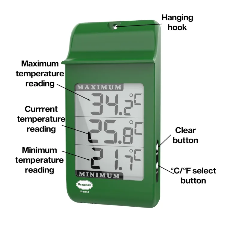 Brannan Digitales Max Min Gewächshausthermometer – Zur Erfassung der Höchst- und Mindesttemperaturen für den Einsatz im Gartengewächshaus oder zu Hause im Gewächshaus im Freien – Bild 5