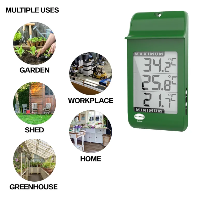 Brannan Digitales Max Min Gewächshausthermometer – Zur Erfassung der Höchst- und Mindesttemperaturen für den Einsatz im Gartengewächshaus oder zu Hause im Gewächshaus im Freien – Bild 6