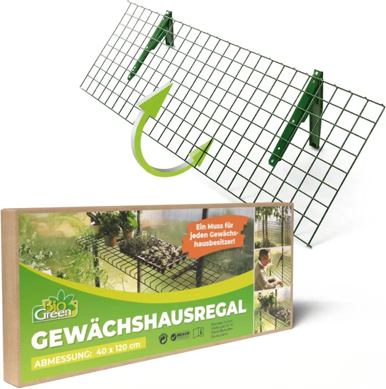 BioGreen Regal für Gewächshaus „Bruno“ 40 × 120 cm – klappbar, galvanisierter Stahl, mehr Platz im Gewächshaus, einfache Montage mit Alukonsolen – Bild 1