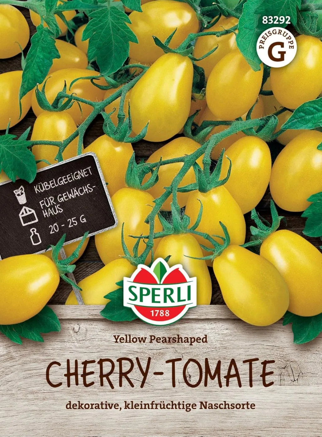Sperli Cherry-Tomatensamen Yellow Pearshaped 83292 - Kübelgeeignet - für Gewächshaus - dekorativ - kleinfrüchtige Naschsorte - Saatgut, Samen Gemüse