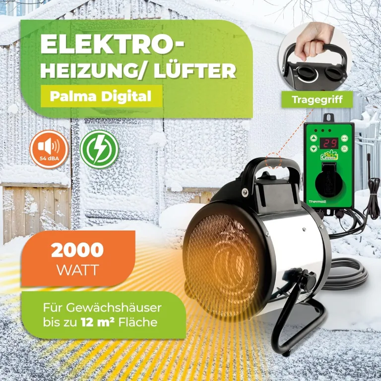 Bio Green Palma digital • Frostwächter • elektrische Gewächshausheizung • 2000 Watt [VIDEO] – Bild 3