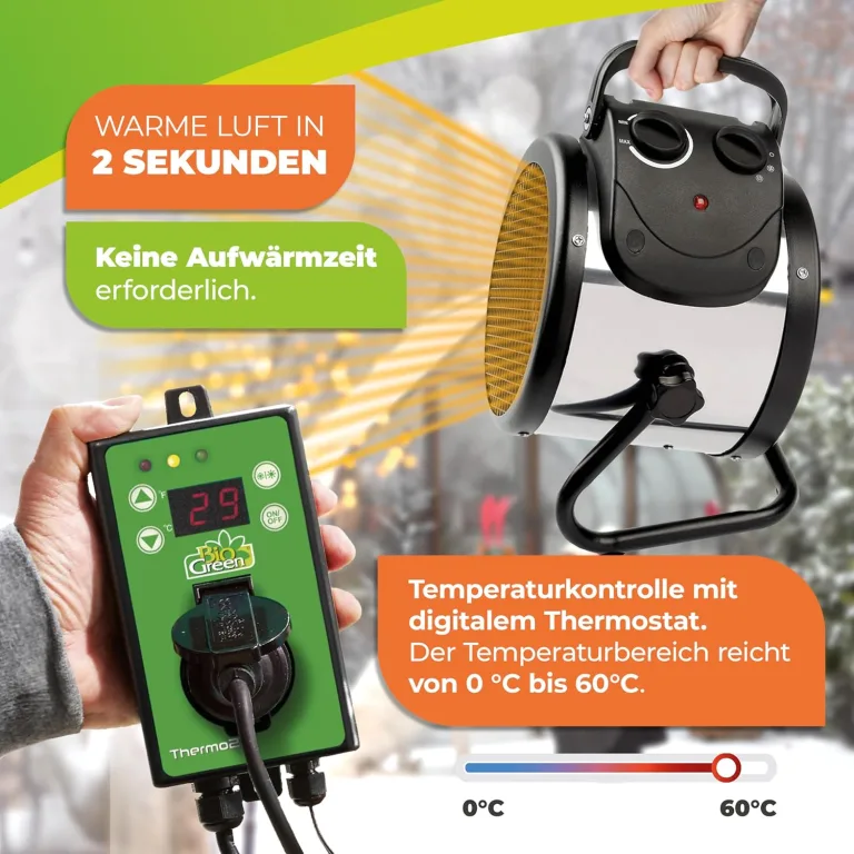 Bio Green Palma digital • Frostwächter • elektrische Gewächshausheizung • 2000 Watt [VIDEO] – Bild 6