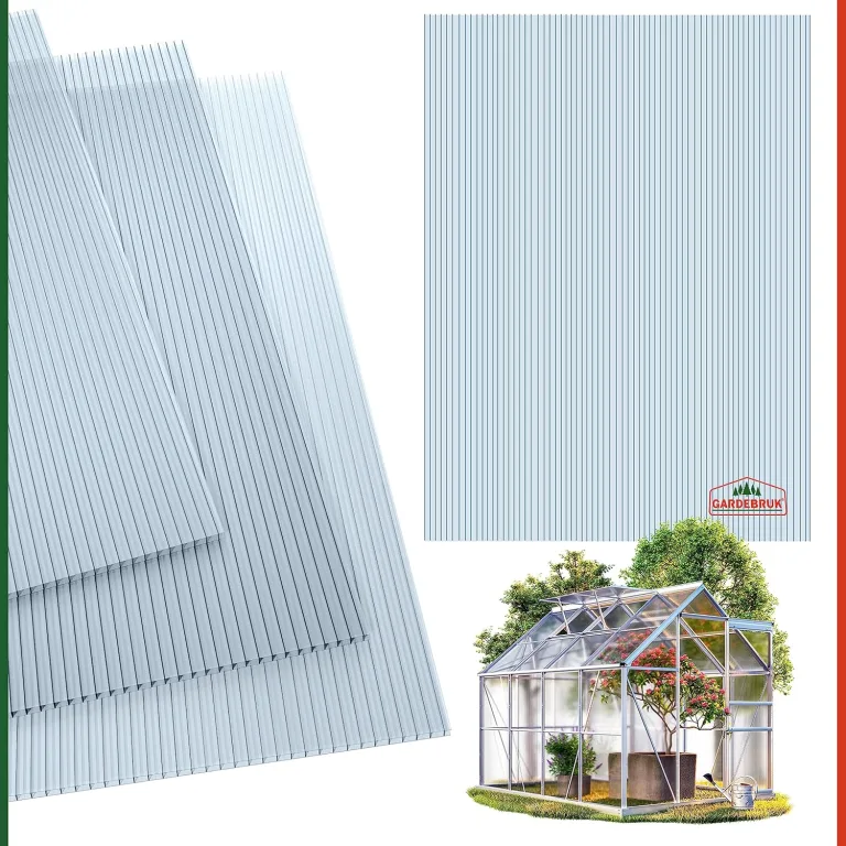 GARDEBRUK® 14x Doppelstegplatten 4mm Zuschneidbar 121x60,5cm Polycarbonat 10,3m² UV-beständig Klar Hohlkammerplatten Gewächshaus Platten Stegplatten – Bild 6
