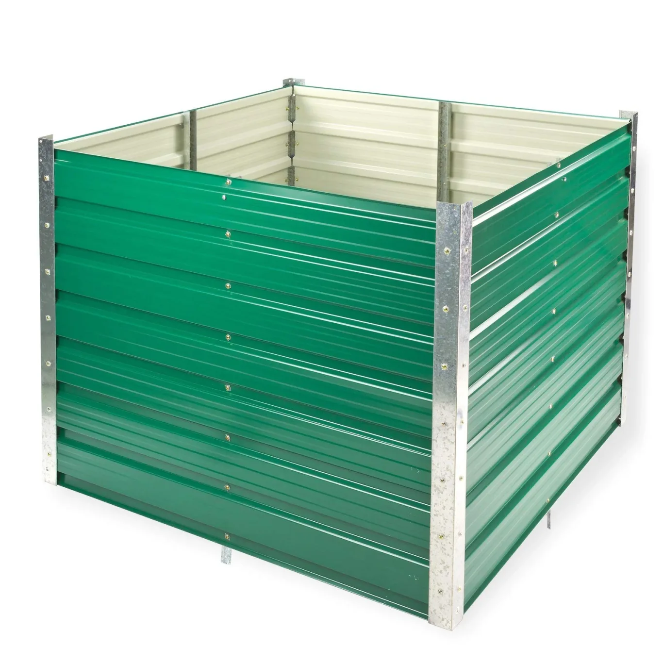DEMA Metall Hochbeet Rosendaal 1x1x0,8 m - Gartenbeet, Gemüsebeet, Pflanzbeet - Grün, Holzoptik, Langlebig, Verzinkt - Für Garten, Balkon, Terrasse - Bild 1