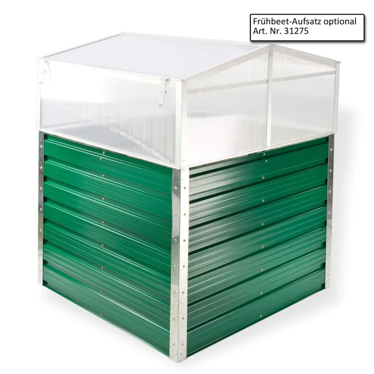 DEMA Metall Hochbeet Rosendaal 1x1x0,8 m - Gartenbeet, Gemüsebeet, Pflanzbeet - Grün, Holzoptik, Langlebig, Verzinkt - Für Garten, Balkon, Terrasse – Bild 4