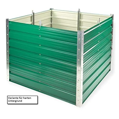 DEMA Metall Hochbeet Rosendaal 1x1x0,8 m - Gartenbeet, Gemüsebeet, Pflanzbeet - Grün, Holzoptik, Langlebig, Verzinkt - Für Garten, Balkon, Terrasse – Bild 10