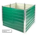 DEMA Metall Hochbeet Rosendaal 1x1x0,8 m - Gartenbeet, Gemüsebeet, Pflanzbeet - Grün, Holzoptik, Langlebig, Verzinkt - Für Garten, Balkon, Terrasse - Thumbnail 2