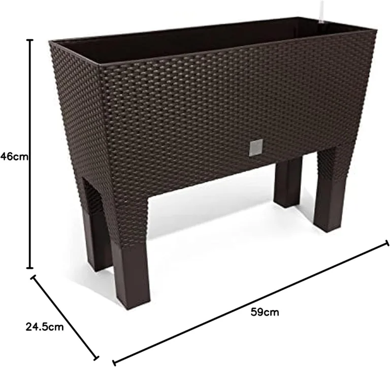30 Liter rechteckiger High Gärtner mit dunklem ockerfarbenem 60 x 25 x 46 cm mit Beinen – Bild 4