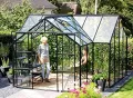 Gartenwelt Riegelsberger Gewächshaus Sirius Orangerie - ESG 3 mm schwarz, Fläche: ca. 13 m², mit 4 Dachfenster, inkl. Stahlfundament 6 cm hoch, Sockel: 3,81 x 3,81 m - Thumbnail 3