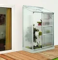 Anlehngewächshaus Ida 900 HKP 4 mm Alu Fläche 0,9 m² mit 1 Dachfenster Sockelmaß 0,65 x 1,30 m - Thumbnail 1