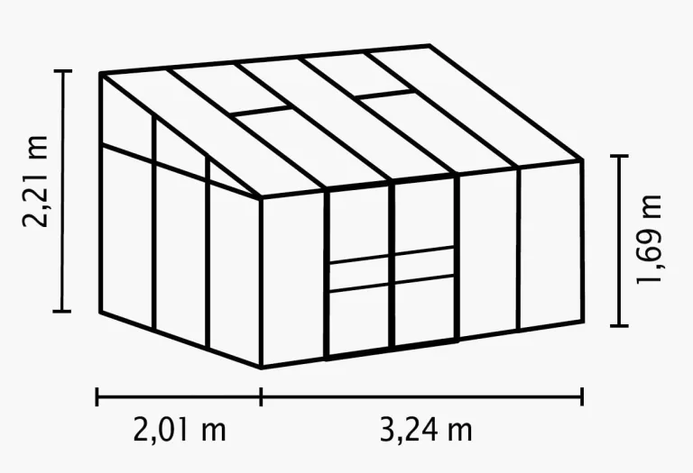 Gartenwelt Riegelsberger Anlehngewächshaus Ida - Ausführung: 6500 HKP 4 mm Alu, Fläche: ca. 6,5 m², mit 2 Dachfenster, Sockelmaß: 1,90 x 3,17 m – Bild 2