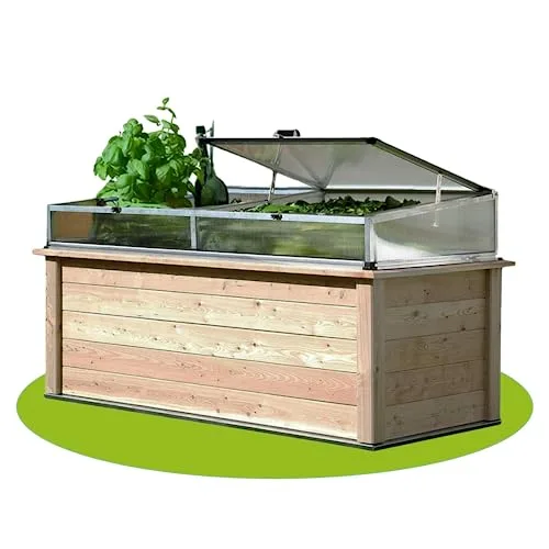 4betterdays.com Hochbeet aus Massivholz regionaler Gebirgslärche - inkl. Noppenfolie und Wühlmausgitter - Made in Austria - Hochbeet Holz inkl. Frühbeetaufsatz 206x92x80cm – Bild 8