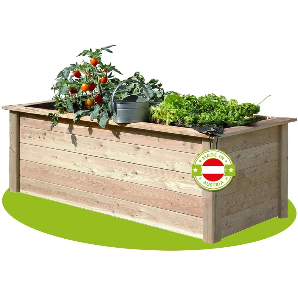 4betterdays.com Hochbeet aus Massivholz regionaler Gebirgslärche - inkl. Noppenfolie und Wühlmausgitter - Made in Austria - Hochbeet Holz ohne Frühbeetaufsatz 125x92x80cm