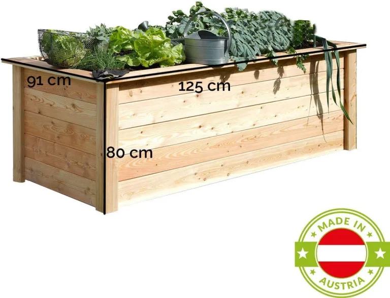 4betterdays.com Hochbeet aus Massivholz regionaler Gebirgslärche - inkl. Noppenfolie und Wühlmausgitter - Made in Austria - Hochbeet Holz ohne Frühbeetaufsatz 125x92x80cm – Bild 5