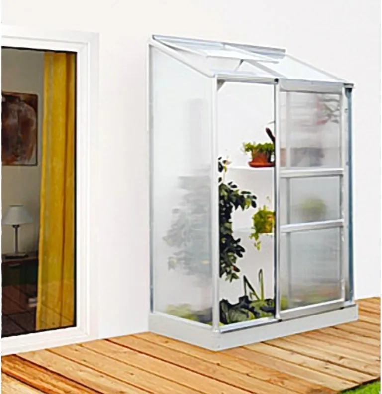 Ida 900 Alu-Anlehngewächshaus HKP4mm Balkon Treibhaus 0,9 m² Fundament 1 Fenster – Bild 2