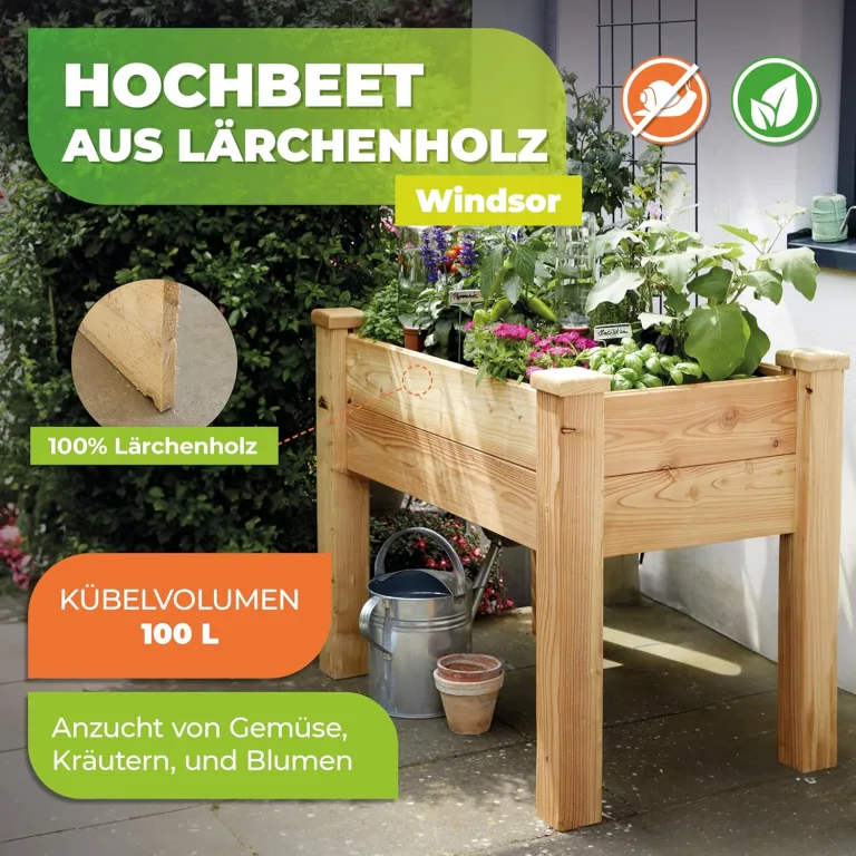 Bio Green Balkon-Hochbeet • BHB100 • Holz • 0,60m² [VIDEO] – Bild 3