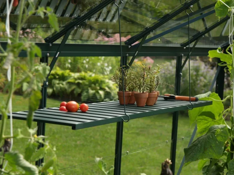 Vitavia Gewächshäuser Gewächshaus-Aluminiumregal 120 x 31cm abklappbar Klappregal grün – Bild 1