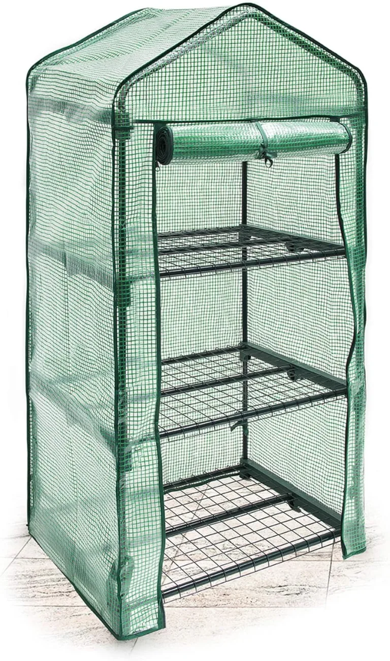 Relaxdays Foliengewächshaus Balkon 125 x 70 x 50 cm HxBxT, 3 Regale Treibhaus, Terrasse Anzuchthaus platzsparend, grün – Bild 1