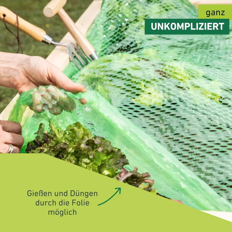 Windhager Frühbeet-Schlitzfolie mitwachsend, Pflanzfolie für Ganzjahresschutz, Frühbeetfolie, Folie für Pflanzen, grün, 7,2 x 1,4m – Bild 7