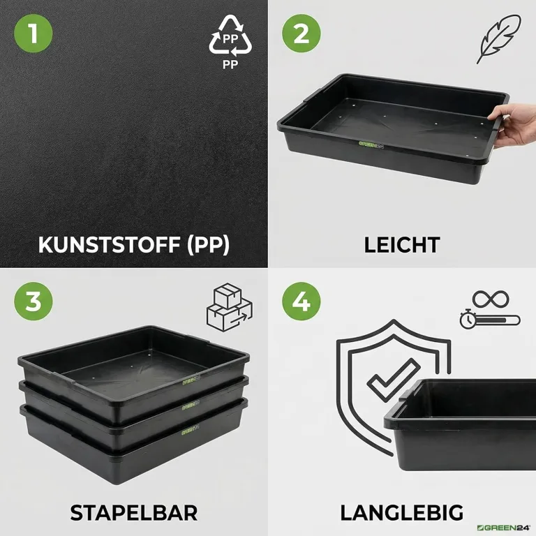 GREEN24 Profi Gewächshaus-Wanne XL565G gelocht für Pflanzen, Gewächshäuser und Garten – Bild 8