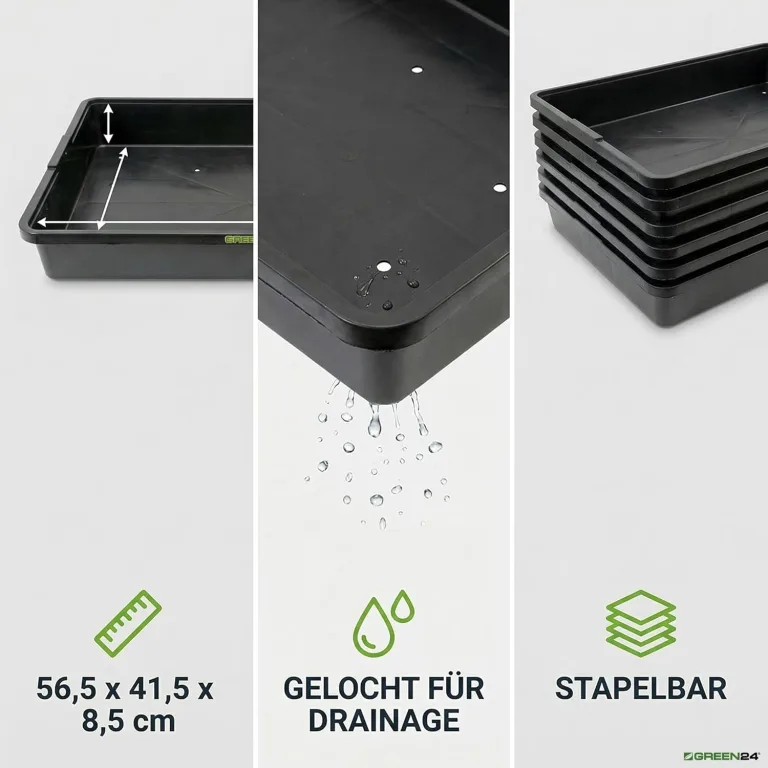 GREEN24 Profi Gewächshaus-Wanne XL565G gelocht für Pflanzen, Gewächshäuser und Garten – Bild 4