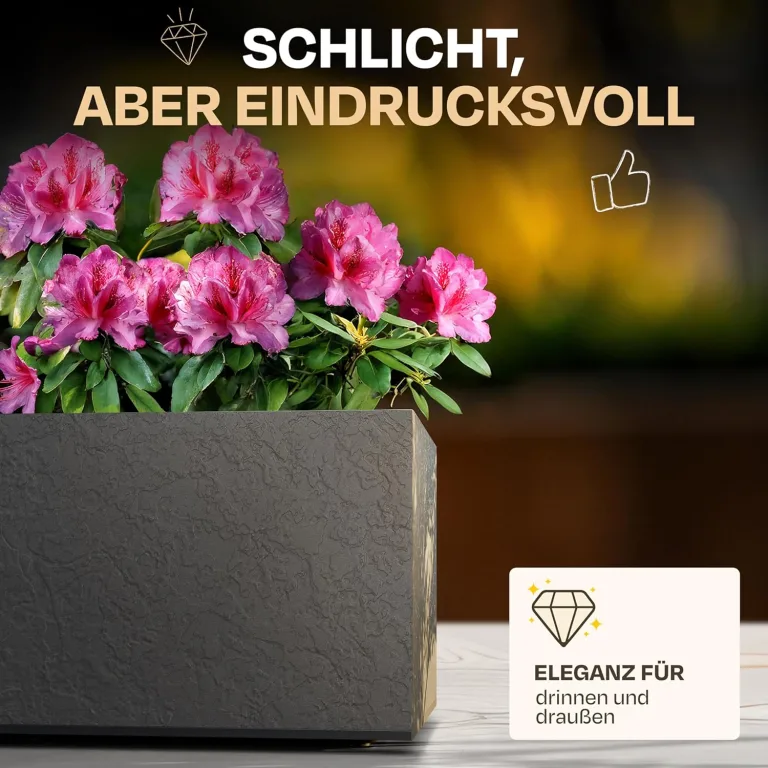 Ondis24 Vulkan Pflanzkübel groß außen Kunststoff 100cm Schiefer Optik Blumentopf mit Wasserspeicher Winterfest anthrazit – Bild 3
