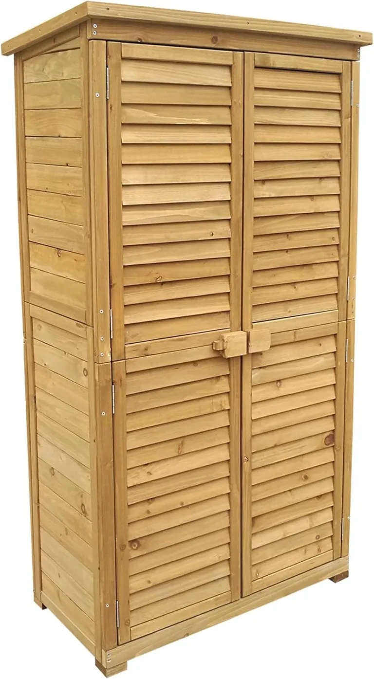 Wiltec Gartenhaus schmal aus Fichtenholz mit Bitumendach 770x540x1370mm für Garten, Terrasse & Balkon Gerätehaus Geräteschuppen Holzhaus Werkzeugschrank – Bild 9