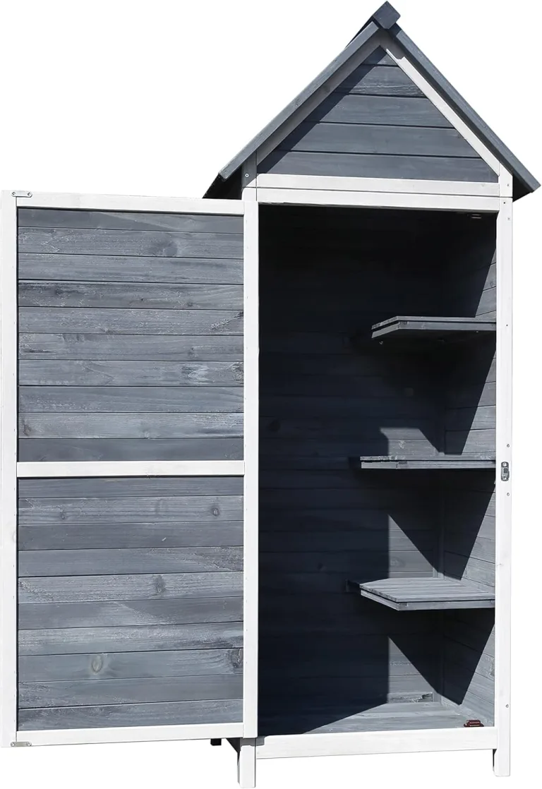 Wiltec Gartenhaus schmal aus Fichtenholz mit Bitumendach 770x540x1370mm für Garten, Terrasse & Balkon Gerätehaus Geräteschuppen Holzhaus Werkzeugschrank – Bild 10