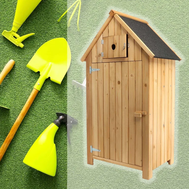 Wiltec Gartenhaus schmal aus Fichtenholz mit Bitumendach 770x540x1370mm für Garten, Terrasse & Balkon Gerätehaus Geräteschuppen Holzhaus Werkzeugschrank – Bild 2