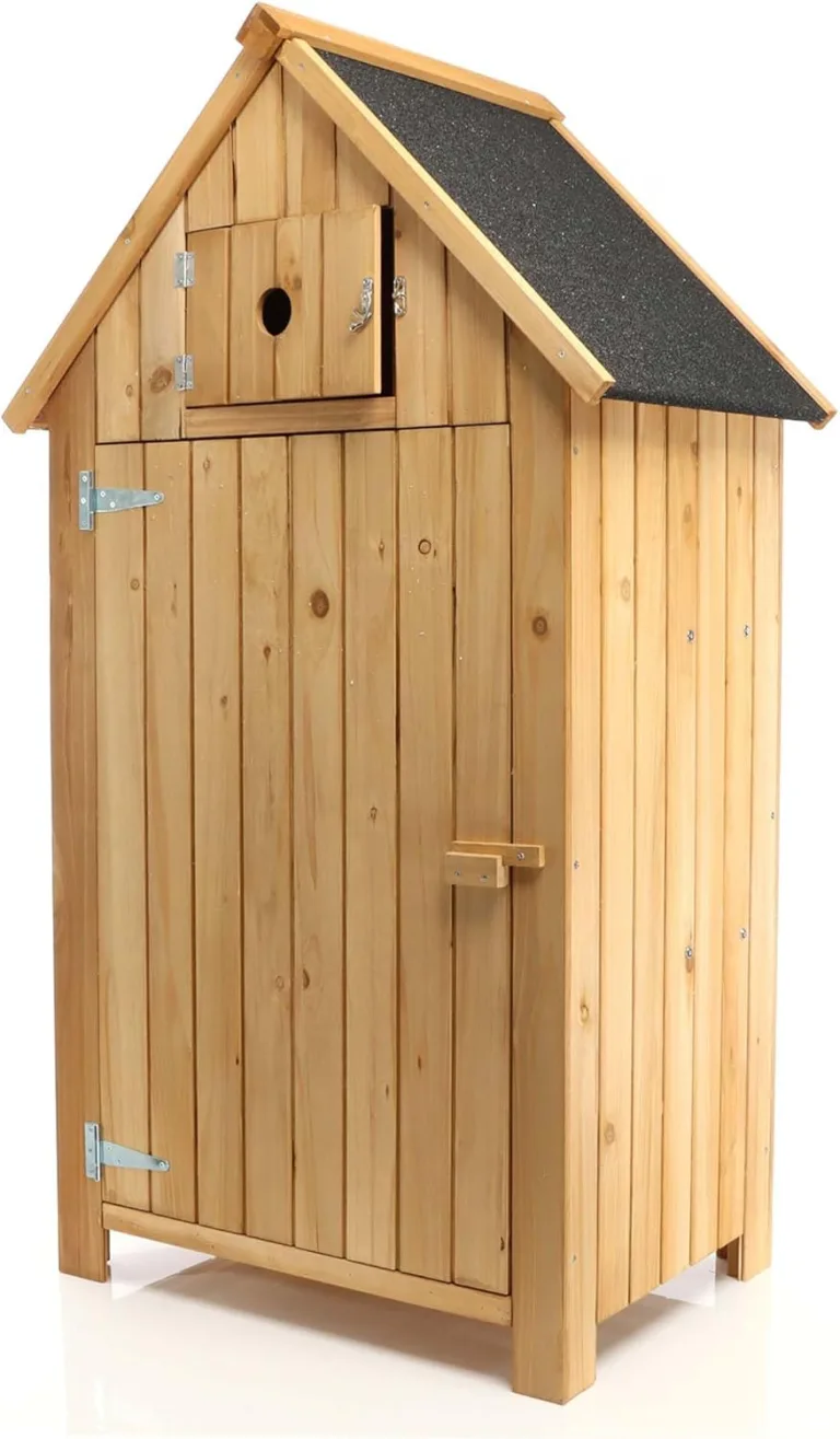Wiltec Gartenhaus schmal aus Fichtenholz mit Bitumendach 770x540x1370mm für Garten, Terrasse & Balkon Gerätehaus Geräteschuppen Holzhaus Werkzeugschrank – Bild 5