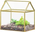 NCYP 15,5x11x16 cm Kleines Geometrisches Terrarium, Haus-Form, Glas, schließbar, Gewächshäuschen für Sukkulenten Moos Farn, mit Klappdeckel (ohne Pflanzen) - Thumbnail 7