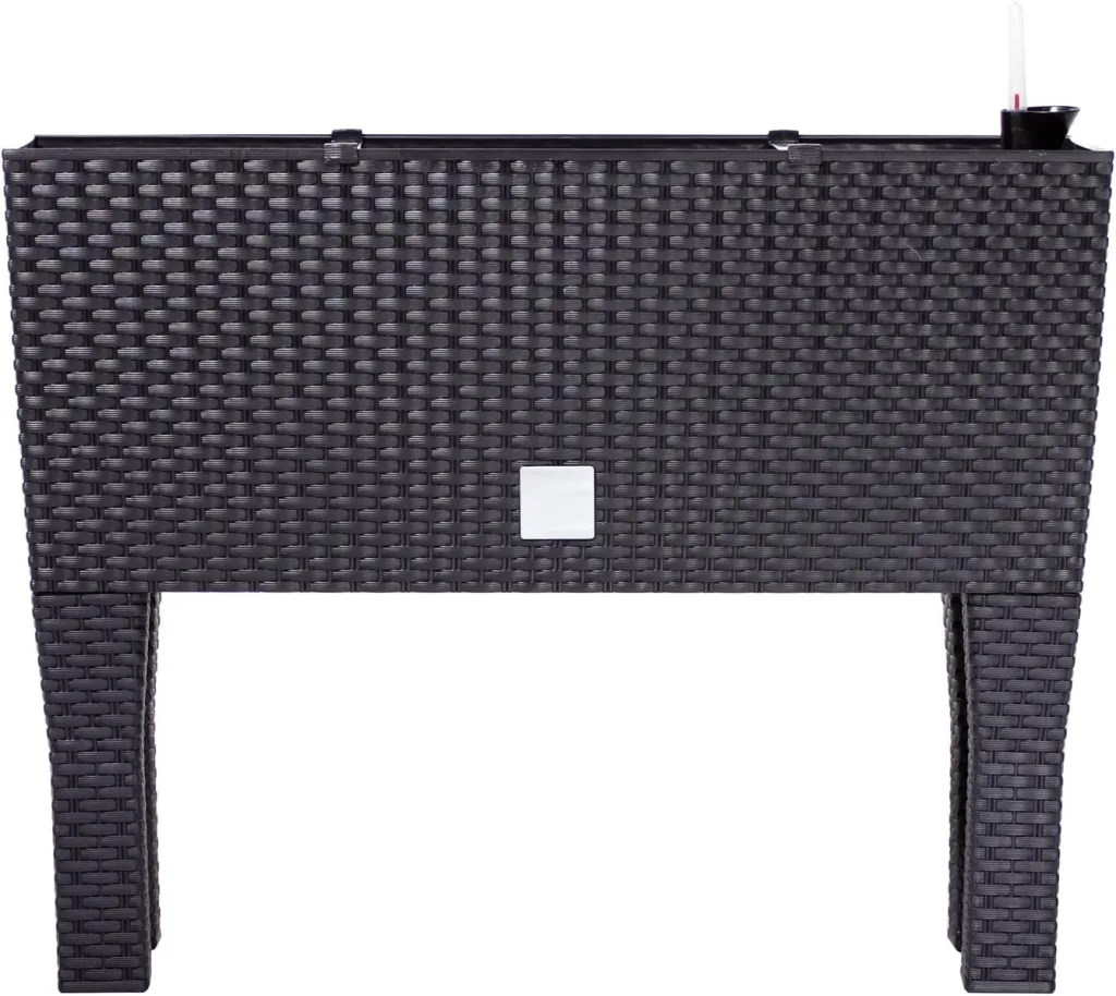 Blumentopf Blumenkasten Blumenkübel Hochbeet Pflanztopf mit Füßen rechteckiger Rattan Bewässerung Wasserstandsanzeiger 4 Farben 2 Größen von rg-vertrieb (600 anthrazit)