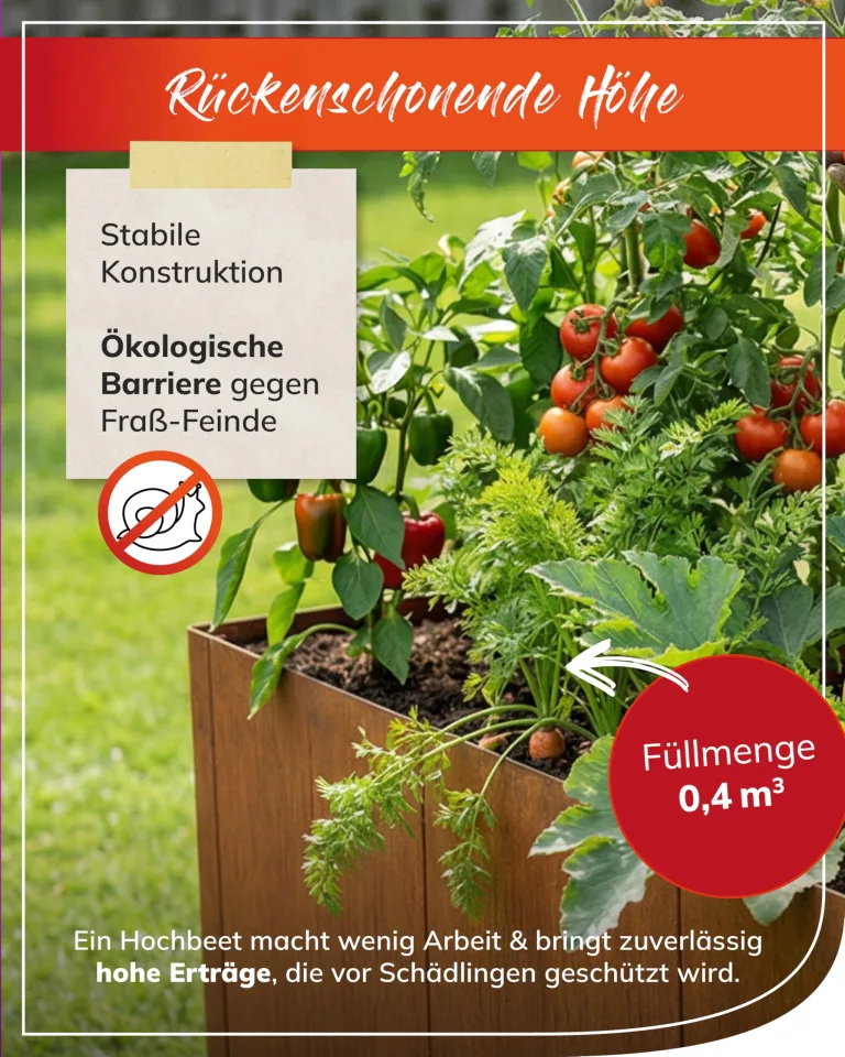 bellissa - Hochbeet Metall PANNELLO – großer modularer Cortenstahl Pflanzkübel (116 x 44 x 80 cm) – wetterfest & erweiterbar mit natürlicher Rostpatina – für Kräuter und Gemüse in Garten & Terrasse – Bild 3