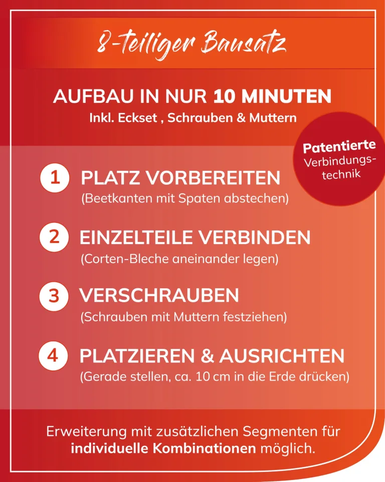 bellissa - Hochbeet Metall PANNELLO – großer modularer Cortenstahl Pflanzkübel (116 x 80 x 80 cm) – wetterfest & erweiterbar mit natürlicher Rostpatina – für Kräuter und Gemüse in Garten & Terrasse – Bild 5