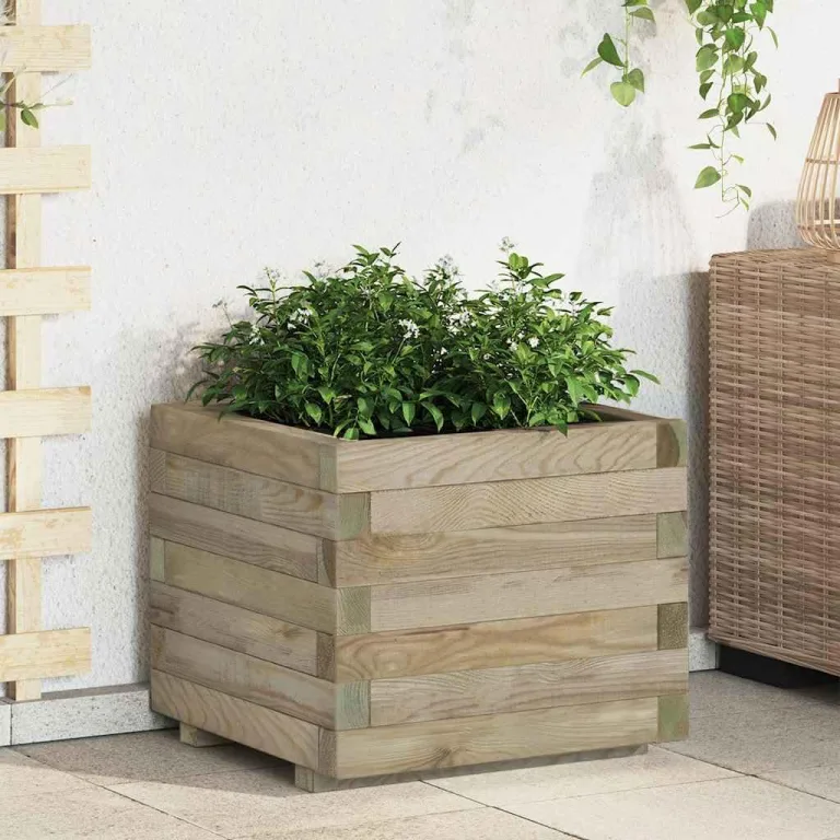 vidaXL Holz Hochbeet 50x50cm Pflanzkübel Blumenkasten Blumentopf Blumenkübel – Bild 2
