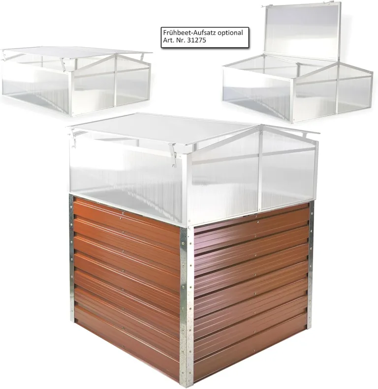 DEMA Metall Hochbeet Rosendaal 99x99x80 cm - Gartenbeet, Gemüsebeet, Pflanzbeet - Langlebig, Verzinkt, Wetterfest - Für Garten, Balkon, Terrasse – Bild 5