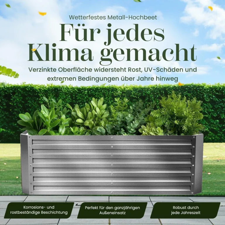 Gabiona | Hochbeet Metall verzinkt 184x90x60 cm – Großes Hochbeet für Garten, Gemüse, Kräuter & Blumen – Wetterfest, rostfrei, stabil – 990 L Volumen – Pflanzkasten rechteckig – Bild 9