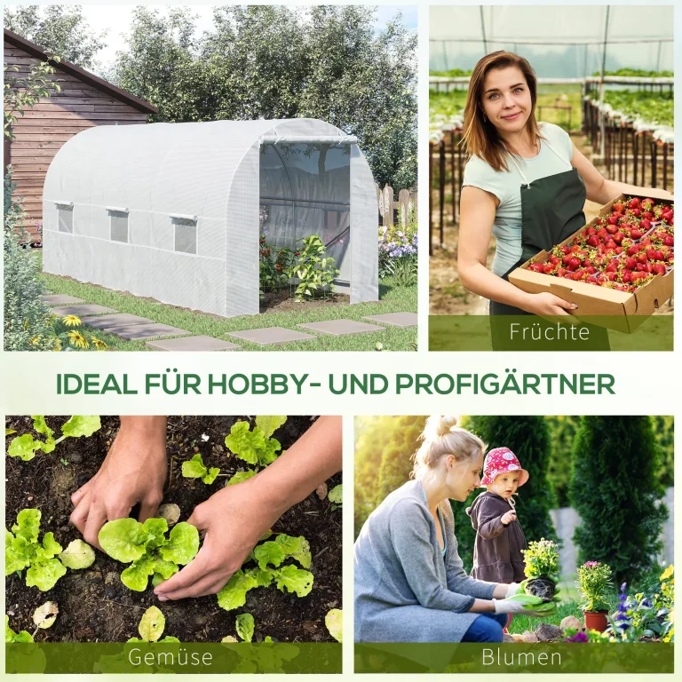Outsunny Gewächshaus Foliengewächshaus Treibhaus Pflanzenhaus Folien 445x200x200 cm – Bild 5