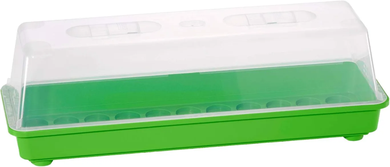 Romberg Gewächshaus L (Farbe grün, Wasserrinnen, Vertiefungen, Schieberegler in der Haube, Kunststoff PAK-frei) 10094104 - Bild 1