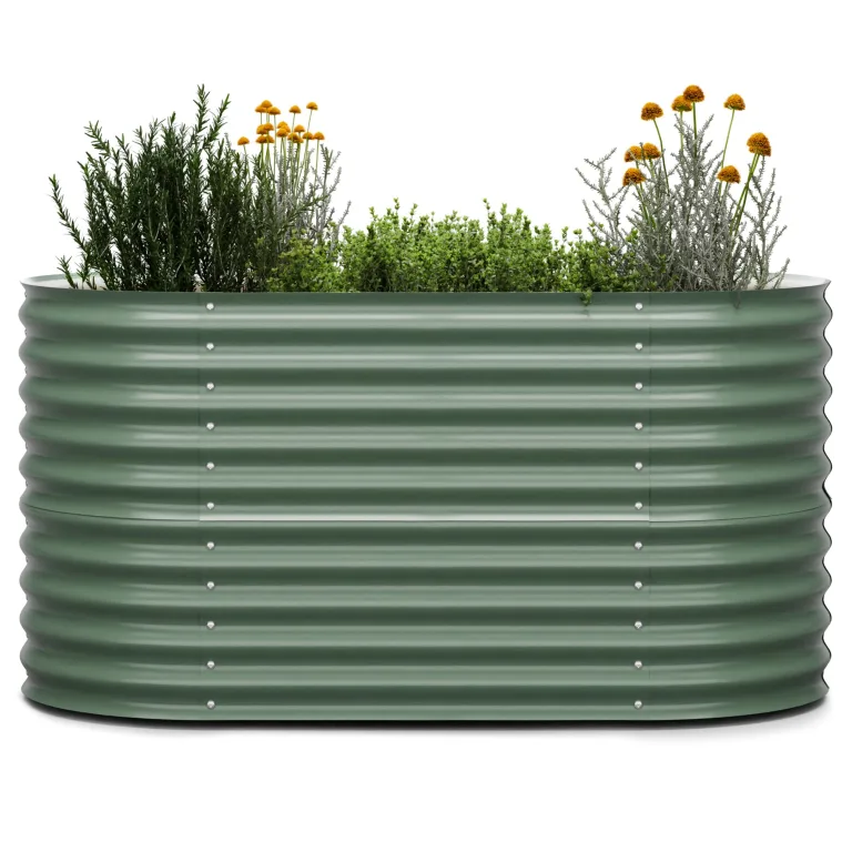 blumfeldt Hochbeet aus Metall, Wetterfestes Stahlblech für Balkon & Garten, Rostfreies Oval, Freistehende Hochbeete 200x80x100 cm, 1257L Pflanzkübel Groß für Blumen, Obst, Gemüse – Bild 7