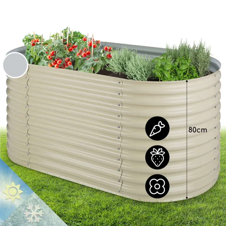 blumfeldt Hochbeet aus Metall, Wetterfestes Stahlblech für Balkon & Garten, Rostfreies Oval, Freistehende Hochbeete 200x80x100 cm, 1257L Pflanzkübel Groß für Blumen, Obst, Gemüse – Bild 9