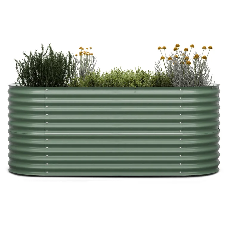 blumfeldt Hochbeet aus Metall, Wetterfestes Stahlblech für Balkon & Garten, Rostfreies Oval, Freistehende Hochbeete 200x80x100 cm, 1257L Pflanzkübel Groß für Blumen, Obst, Gemüse – Bild 10