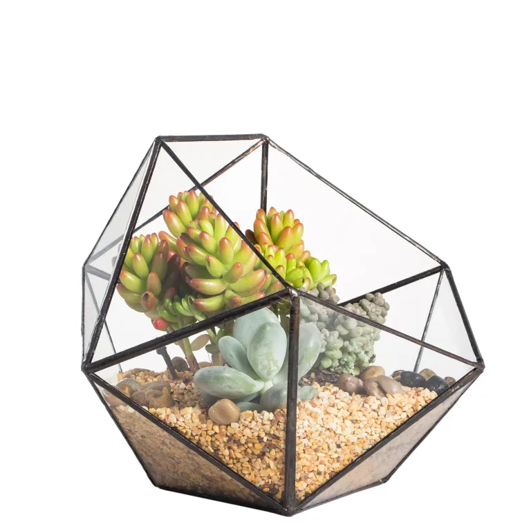 NCYP 17x17x17cm Handmade Blumentopf, Geometrisches Glasterrarium, in Form Einer Halbkugel, für Balkon, Tischdeko, als Blumentopf für Miniatur-Bonsai, ​Übertopf für Sukkulente (ohne Pflanzen) – Bild 1
