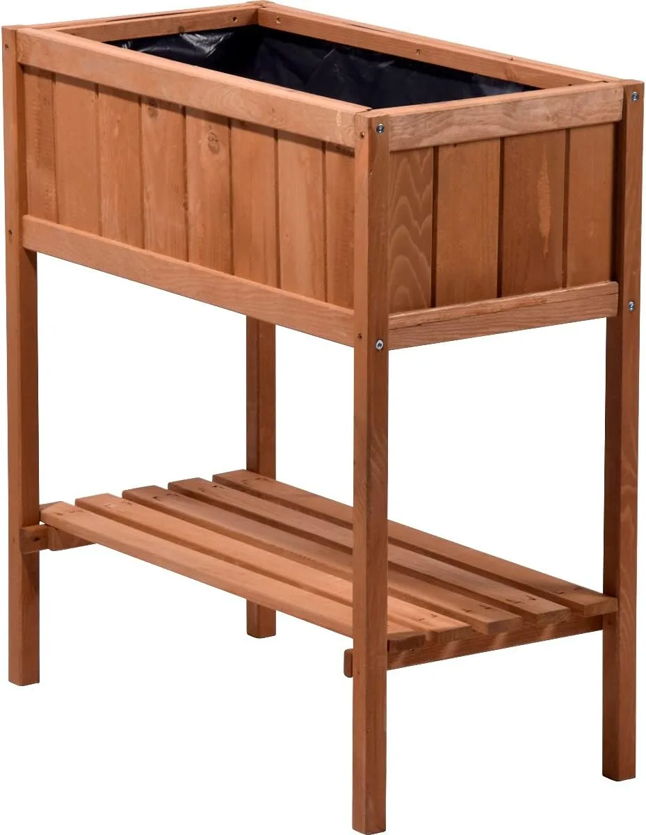 dobar® 58250e kompaktes Hochbeet | Erhöhtes Gemüsebeet | Kräuterbeet aus Holz | Balkonbeet für Salat | Pflanzkasten für Balkon/Garten/Terrasse | 76 x 40 x 80 cm | Braun - Bild 1