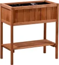 dobar® 58250e kompaktes Hochbeet | Erhöhtes Gemüsebeet | Kräuterbeet aus Holz | Balkonbeet für Salat | Pflanzkasten für Balkon/Garten/Terrasse | 76 x 40 x 80 cm | Braun - Thumbnail 4