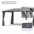 Terrassendach Toledo | Terrassenüberdachung Gartenpavillon lichtdurchflutet Aluminium | Hardtop Pavillon 12 m² - 4 x 3 m (B x T) anthrazit incl. 270° Wind- und Regenschutz - Thumbnail 5